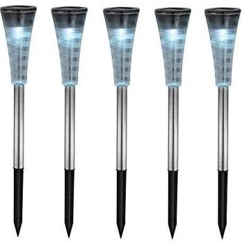 Globo Lighting Lot de 5 Lampes solaires inox - Plastique translucide satiné - IP44