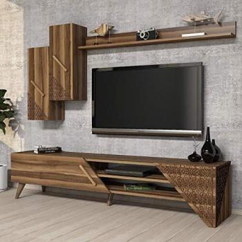 Skyedecom - Unidad de TV de nogal y soporte para muebles de TV Beril - Walnut 845HCT3002