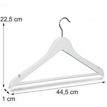 Pack 60 Perchas de Madera con Gancho Giratorio 360°, Blancas, 44,5 cm