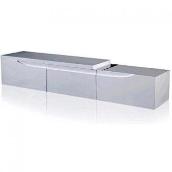 vidaXL Mesita extensible para TV color blanco brillante, 240 cm