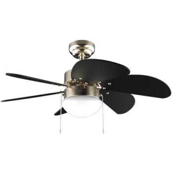 Ventilador de Techo con Luz Cecotec EnergySilence Aero 365 Gold&Wood 50W, 36” (92cm), 3 Velocidades, 6 Aspas Reversibles, Modo Invierno-Verano