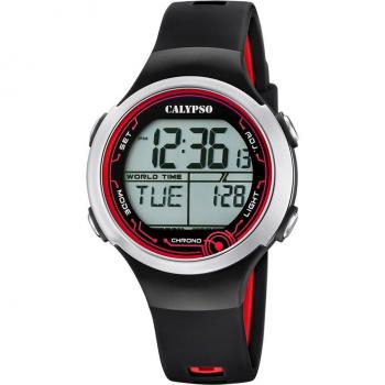 Reloj Calypso Digital Crush K5799/6 Unisex Correa de Caucho Negro