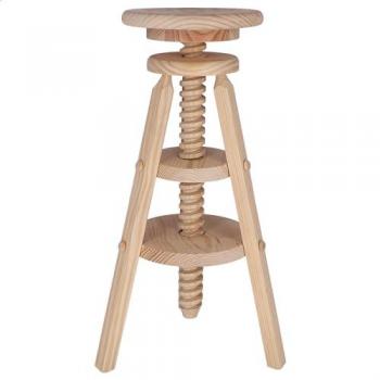 Taburete Giratorio Alto de Madera de Pino sin Barniz 29x90 cm