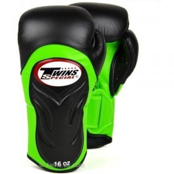 Twins Special Guantes Sparring Deluxe - negro verde 16oz