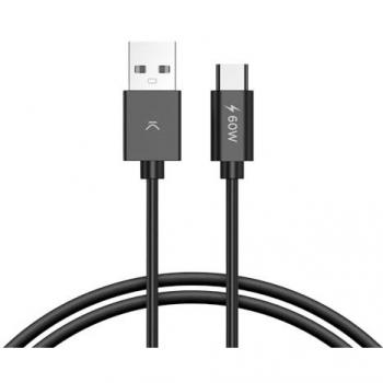 Cable de Carga y Datos USB-A a USB-C 60W PD 2m Negro KSIX