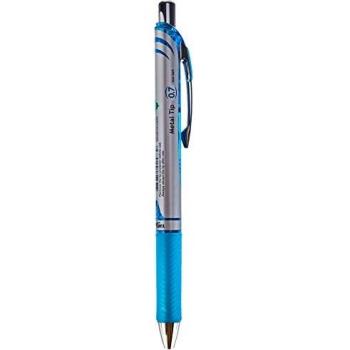 Pentel - Bolígrafo Energel retráctil con punta de bola. Escritura en color azul claro
