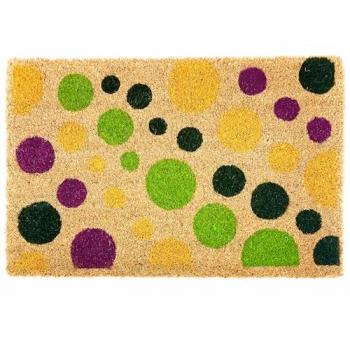Felpudo Alfombra de Coco Natural 100% con Reverso Antideslizante PVC para Interior y Exterior 40x60cm (Diseño Círculos)