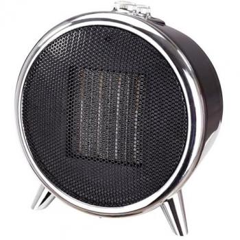 Calefactor Cerámico Portátil Briebe HT1129 con LED, 2 Niveles de Potencia (750/1500W), Termostato Automático, Diseño Moderno, Negro/Plata