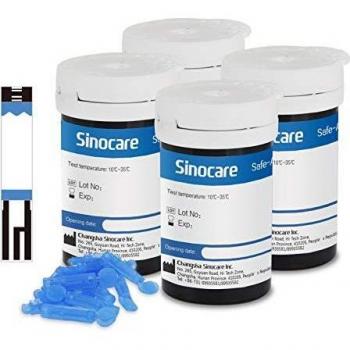 Sinocare Tiras Glucosa Medidor de Glucosa en Sangre Tiras de Prueba, 100 x Tiras Reactivas sin Código, para Safe Accu2