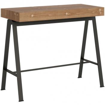 Consola extensible de abeto macizo oscuro con patas de metal antracita de 40 a 190 cm