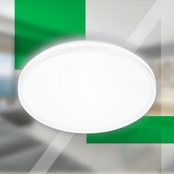 Plafón LED Pulap A, blanco, Ø 33 cm, plástico, 8.5W, 1800lm, EEK A