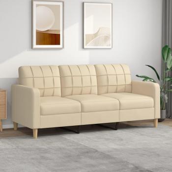 Sofá de tela 3 plazas crema 180 cm