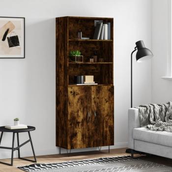 Aparador alto de madera contrachapada en roble ahumado, dimensiones 69,5x34x180 cm