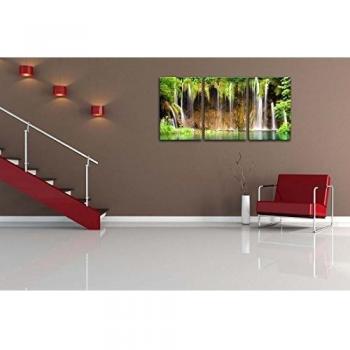 Lienzo Pintura para Decoración del hogar y cuentas Parque Nacional de los Lagos de Plitvice Parque Nacional en el sudeste de Europa y el mayor en Europa Croacia Majestic Cascada con agua turquesa y verde bosque 3 piezas Panel pinturas giclée de moderno