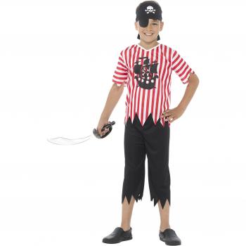 Disfraz de Pirata a Rayas Jolly Roger para Niño - Talla M