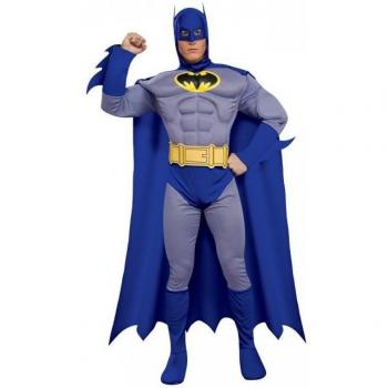 Disfraz de músculos de lujo Batman para hombre, color azul/amarillo, talla L