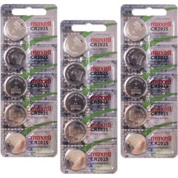 Pilas de Botón Maxell CR2025 3V - Pack de 5 Unidades y Maxell CR2025 Pilas Litio 3V 15 Unidades