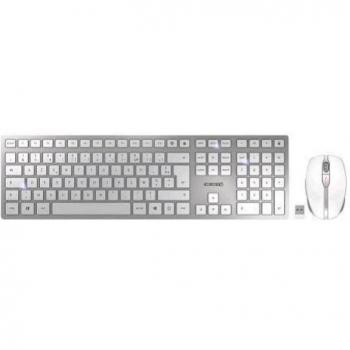 CHERRY DW 9100 SLIM - Teclado y Ratón inalámbricos RF + Bluetooth AZERTY Francés Plata