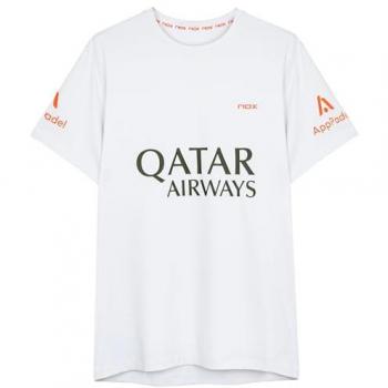 Camiseta de pádel Nox Agustín Tapia Sponsors AT10 Blanco 2024