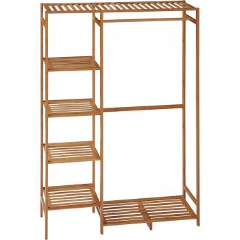 Perchero de Pie de Bambú con Estante de Almacenamiento y Varilla Colgante 90x30x145 cm Natural