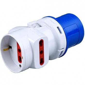 Adaptador Industrial 10-16A con 3 Tomas Schuko y 1 Toma Bipolar IP20