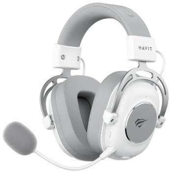 Auriculares Havit H2002YG Gaming Inalámbricos y con Cable Bluetooth, Micrófono Brazo, 600 mAh, Blanco y Gris