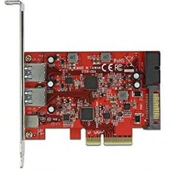 Tarjeta PCIe x4 Delock - 1x USB Tipo-C, 2x USB-A, 1x USB interno 3.0 - SuperSpeed USB 10 Gbps (USB 3.2 Gen 2)