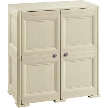 Tontarelli Caja de almacenamiento Omnimodus multiusos 4 compartimentos y 4 puertas, dimensiones 79x43x85,5 cm, color Gris angora