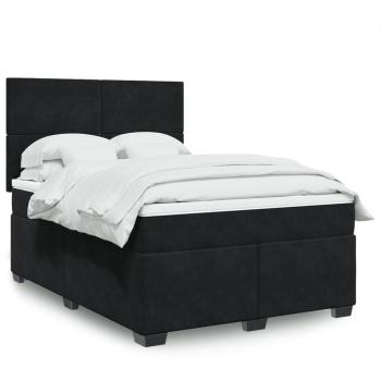 Cama box spring de muelles con colchón negro 140x200 cm en terciopelo