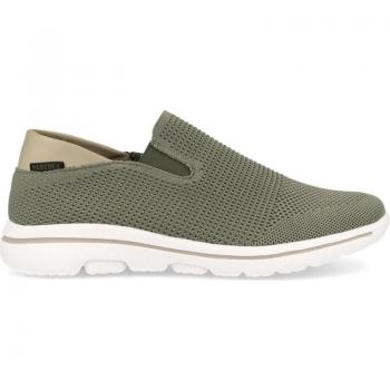 Zapatillas deportivas PAREDES para hombre, color kaki, ligeras, materiales textiles de calidad, plantilla extraíble y sin cordones