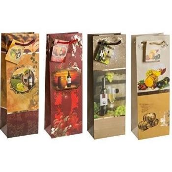 TSI 85284 - Bolsas de regalo para botellas, paquete de 12 unidades con diseño de vid, 6 modelos diferentes