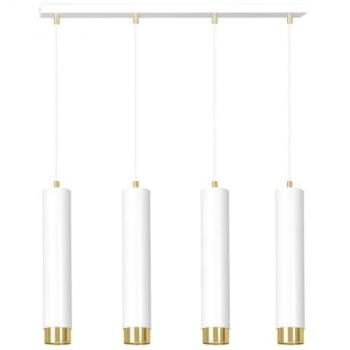 Lámpara de Suspensión Kibo EPIKASA, Acero con Recubrimiento de Polvo, Blanco y Oro, 60x100x6 cm