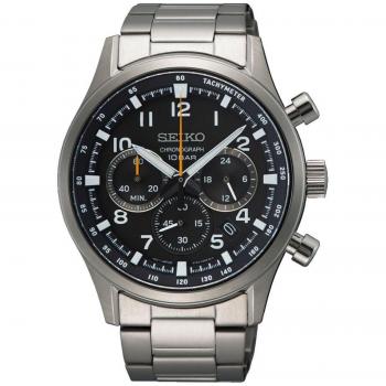 Seiko SSB447P1 Men's Quartz Chronograph Watch - Stainless Steel Black Dial