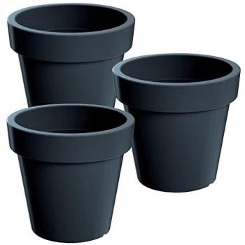 Juego de 3 Macetas de Plástico Lofly Antracita 19,6 x 19,6 x 18,1 cm