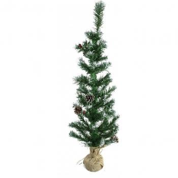 Árbol de Navidad 90cm con Piñas y Base de Yute