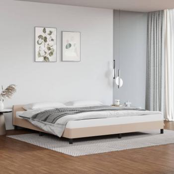 Cama Pata Redonda con Cabecero en Cuero Sintético Capuchino 200x200 cm Marrón