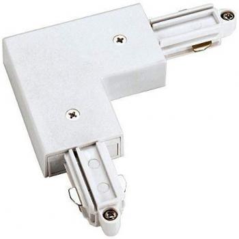 Conector en L para riel monofásico, versión exterior blanca, 230V