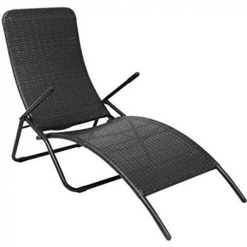 vidaXL Folding Sun Lounger Poly Rattan Black