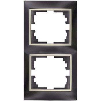 Marco Vertical para 2 Elementos Negro con Aro Perla 81x154x10mm S.Europa Solera ERP62NU
