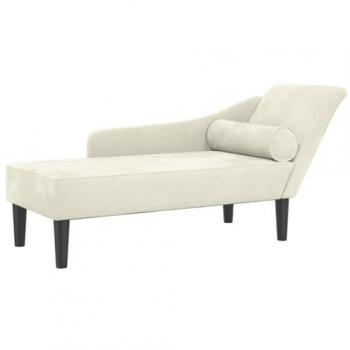 Sofá diván con cojines de terciopelo crema, chaise longue, sofá tapizado, tumbona para salón