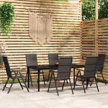 vidaXL 7-Piece Black Garden Dining Set