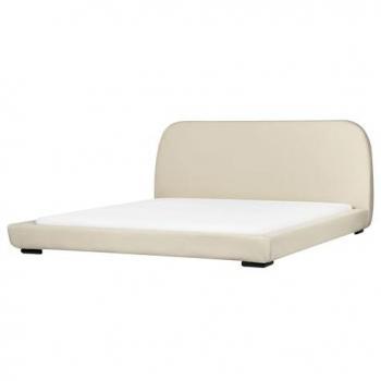 Cama clásica con somier tapizado de tela beige 180 x 200 cm Roisel