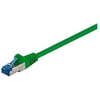 Cable de red CAT 6A S/FTP PiMF 0,25 m Verde - Cable LAN halógeno libre, Conector RJ45, 500 MHz