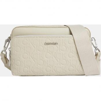 Calvin Klein Beige Polyester Cross Body Handbag with Zip Closure, Size: ONE SIZE