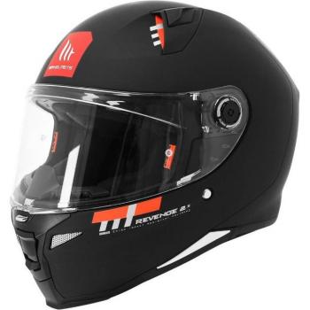 MT Casco Integral Revenge 2 S Negro Mate, Casco Integral de Moto REVENGE 2 S - Color Solid A1 - Acabado Mate, Talla XL