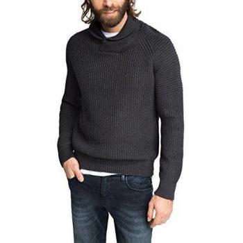 ESPRIT mit grobgestrickter Struktur - Regular Fit-Jersey Hombre,  
 Grau