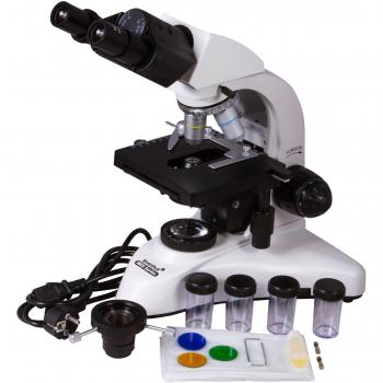 Microscopio binocular Levenhuk MED 25B, oculars de 10x y 20x, objetivo de 4x, 10x y 40x, iluminación LED ajustable, platina mecánica con escala mic