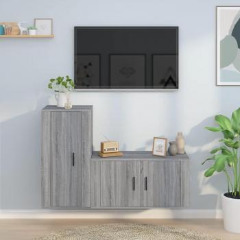 vidaXL Set de muebles para TV 2 piezas madera contrachapada gris Sonoma, Mueble de salón, Mueble TV, Mesa de TV