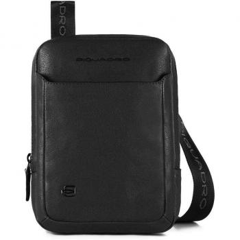 Piquadro Black Square Shoulder Bag Leather 17 cm Black, Men Bags Shoulder Bag Black Ss23, Messenger Bags, Male, Size: ONE SIZE