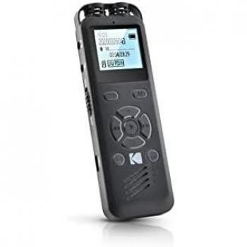 Kodak VRC250 Grabadora de Voz Digital 8GB MP3 Mini-Jack 3.5mm Negra Recargable Activada por Voz con Batería de Litio